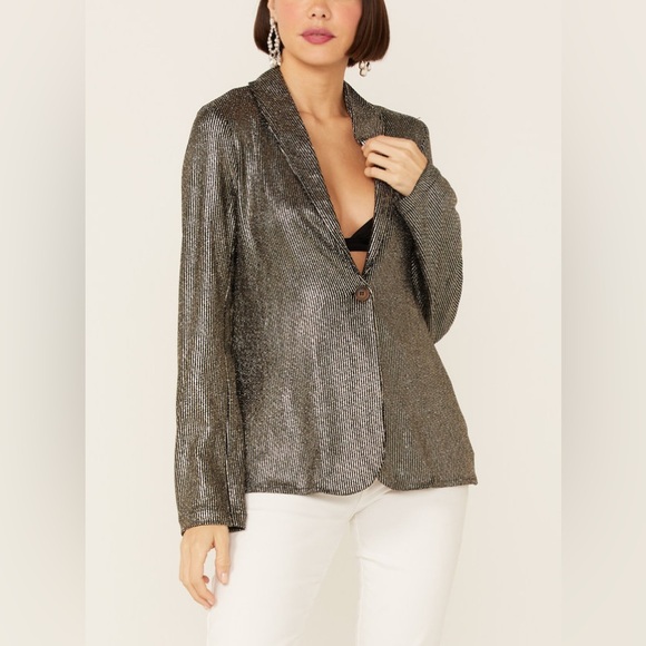 NWT‎ Show Me Your MuMu Felix Metallic Lightweight Blazer Jacket - XS - Picture 1 of 14
